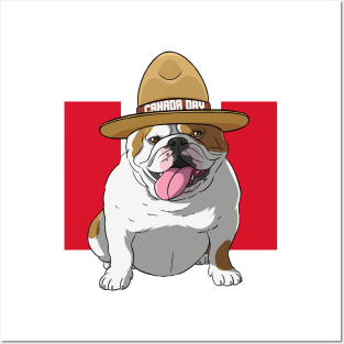 English Bulldog Mountie Canada Day Posters and Art